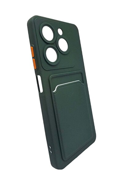 Generic Hard Silicone Back Cover With Card Pocket For Infinix Hot 40i - Green