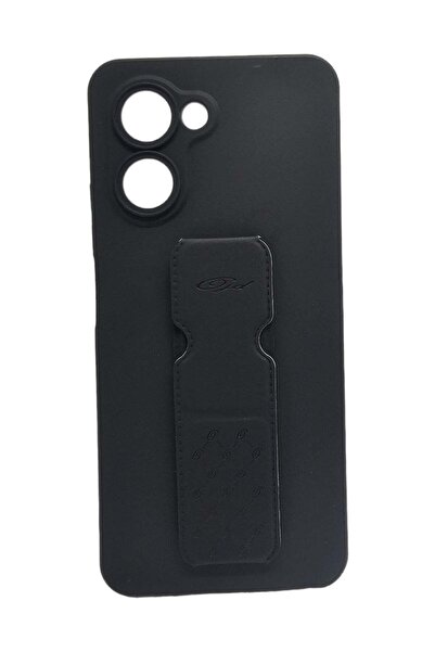 Generic Silicone Back Cover With Holder For Realme C33 - Black