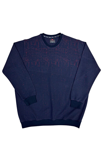 ANNEX Large Size Crew Neck Patterned Cotton Men's Sweater Sweat
