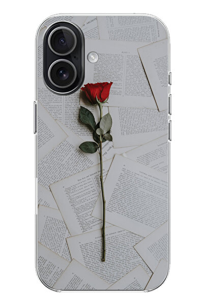 TechTree حافظة سيليكون متوافقة مع هاتف iPhone 17 باللون الأحمر الوردي مطبوع