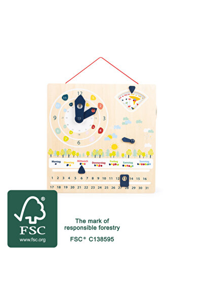 Small Foot Ceas educațional din lemn cu calendar - Educație,