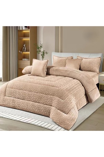 MİNG Lİ مفرش شتوي نفرونص فرو الأرنب مموج 4 قـطـع