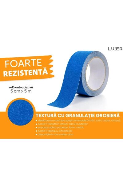LUXER Anti-Slip Adhesive Tape For Stairs/Steps Indoor/Outdoor, Dimensions 5 cmx5 m, Blue
