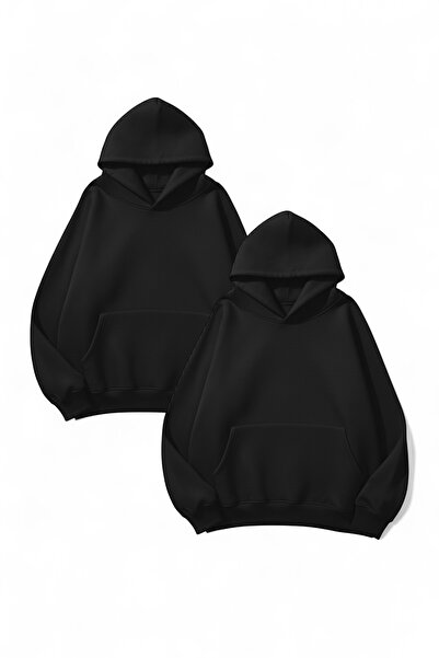 uyguntarz Unisex Black & Black 2-Piece Flat Deal Pack 3 Thread O Oversized Sweatshirt