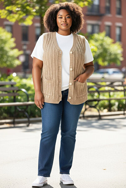 Star Fashion Traditional women's knitted vest with buttons