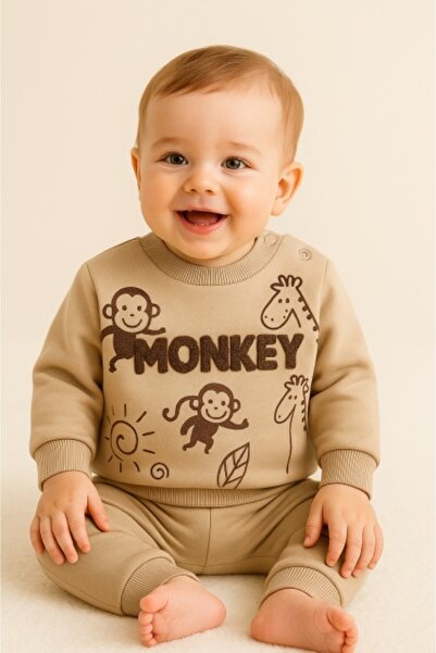 Superbaby Baby cotton sweatshirt and pants set – Monkey