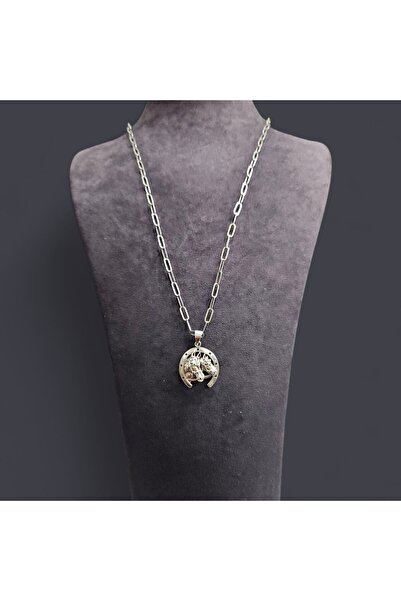 Sln Gümüş At ve Nal Kolye Uçlu 60 cm Gümüş Ataç Zincirli Kolye