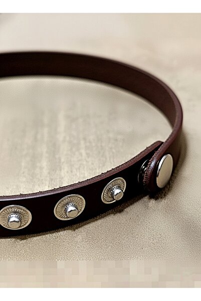 LADYMİRAGE Real Leather Agate Stone Choker Necklace