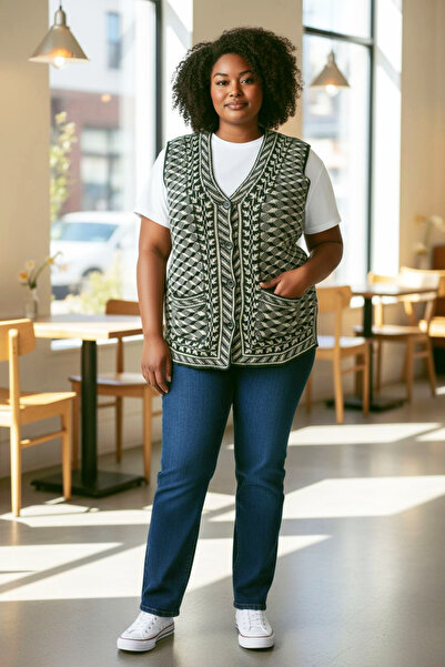 Star Fashion Traditional women's knitted vest with buttons