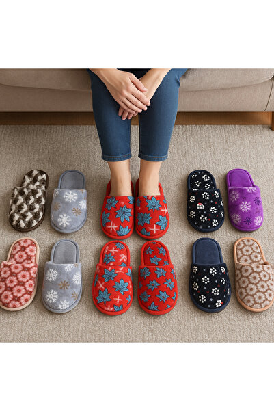 ALB TERLİK AYAKKABI SAN. TİC. LTD. ŞTİ. Women's 4-Piece Winter House Slipper Set - Non-Slip Sole, Warm and Comfortable, Dowry Slippers