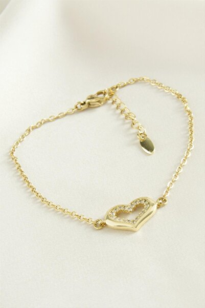 feryal Heart Zircon Stone Steel Bracelet