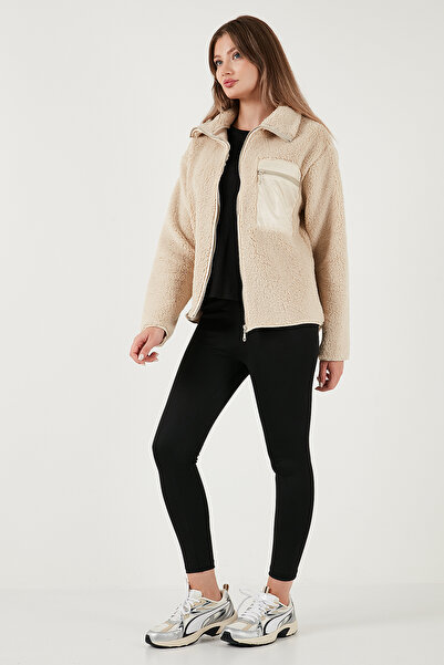 Lela Regular Fit Classic Collar Chest Pocket Detailed Plush Cardigan Fleece Polar 5866437