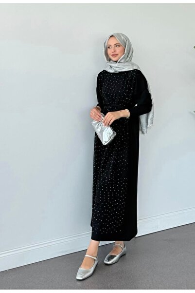Butik N&G Taşlı Oversize Merserize Elbise