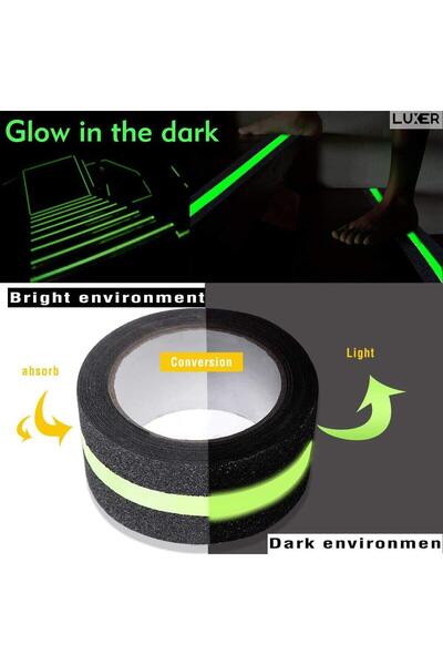 LUXER Phosphorescent Anti-Slip Adhesive Tape For Stairs/Steps, Dimensions 5 cmx5 m, Black-Green