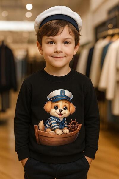 playwear Παιδικό χαριτωμένο φούτερ unisex με σχέδιο σκύλου σε σκάφος, από χτε...
