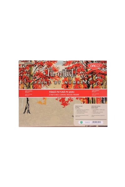 Daco Set pictura pe numere Toamna, Panza bumbac pe rama lemn, 30x40