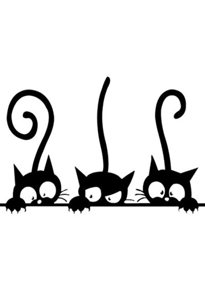 Oracal 651 Sticker decorativ perete BLACK CATS - 3 PISICUTE - 40X30 CM