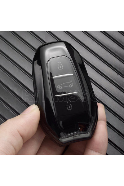 bigkey غطاء مفتاح أسود من مادة سوستالي لسيارات بيجو - سيتروين - أوبل