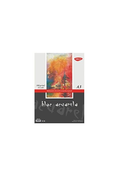 Daco Bloc de acuarelă, 300 g/m², 12 coli, A3, hârtie albă