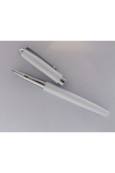 Ecada Stilou metalic Ecada, culoare corp alb lucios cu ornamente argintii, pe...