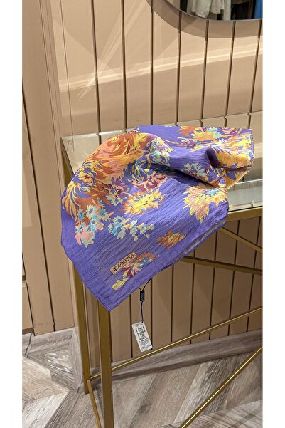 ipekevi Desenli Tensel Eşarp İncir Moru