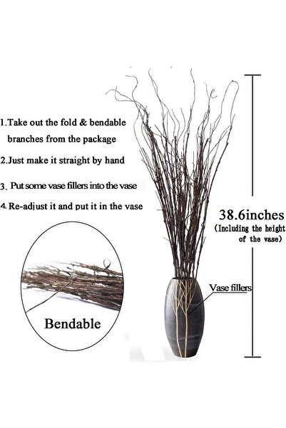 Generic FeiLix 10PCS Curly Willow Branches, 30.7in Decorative Artificial Twigs, Brown