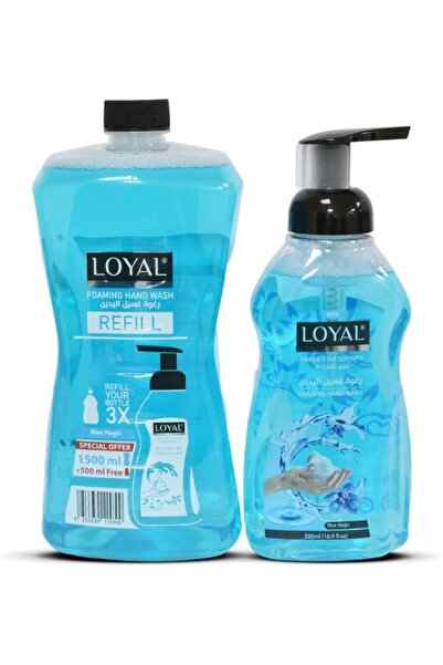 Loyal مجموعة غسول اليدين الرغوي الأوتوماتيكي من بلو ماجيك، زجاجة مضخة سعة 500 مل مع عبوة إعادة تعبئة سعة 1500 مل