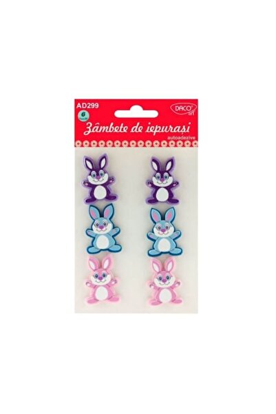 Daco 3D Self-Adhesive Felt Shapes Daco, 6 pcs/Set, 4x3.5x0.4 cm, Bunny Model,...