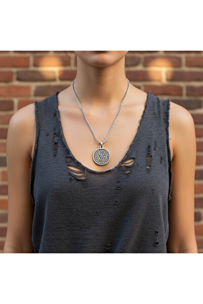 Alooya Vegvisir Viking Pusula Kolye Örme Zincir Kolye