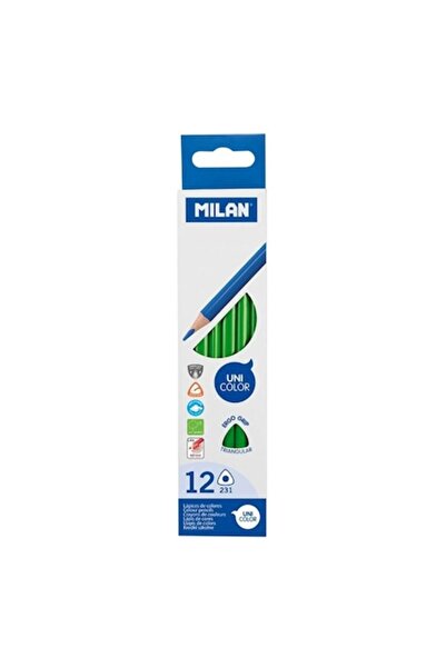 Milan Set 12 Creioane Unicolor MILAN, Culoare Verde, Corp Hexagonal din Lemn