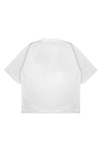 TRAGEDY Unisex Oversized Striped Mountain Text Bas Printed Xy Fit Thick Fabric T-Shirt