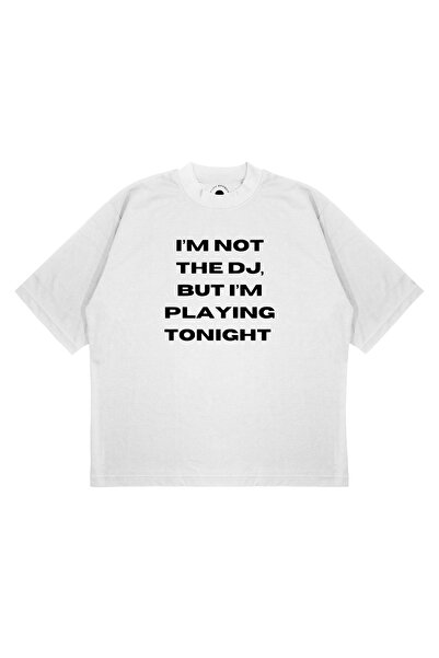 PURE EFFECT Unisex supradimensionat IM NOT DJ cu imprimeu Boxy Fit țesătură g...