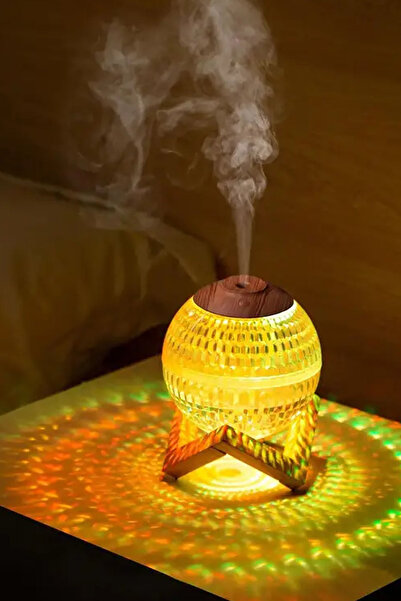 TechnoStation Işıklı Aroma Difüzör Hava Nemlendirici Cam Görünümlü Işıklı Loş...