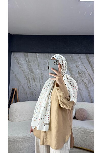 ipekevi Mozaik Benek Pamuk Şal Krem