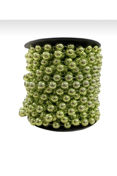Yumuşakkeçe خرز لؤلؤي كامل الصف بطول 8 مم - 10 أمتار باللون الأخضر - خرز زخرف...