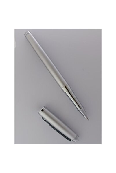 Ecada Stilou metalic, penita ascunsa, culoare mata gri deschis cu ornament ar...