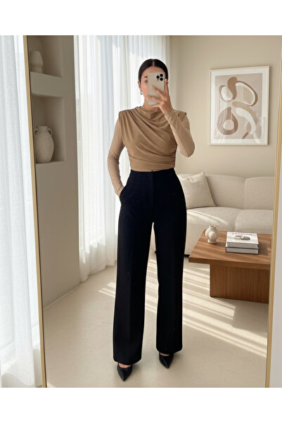 Adataque طاقم الرقبة صفر كم بلوزة ساندي