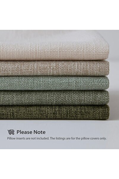 Meekio Set of 2 Sage Green 18 x 18 Inch Linen Pillow Covers - Farmhouse Boho Decorative