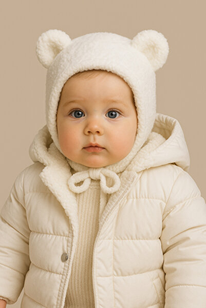 Misue Handmade Baby Plush Ear Hat, Children's Plush Beanie Hat, Welsoft Windproof Hat, Winter Baby Hat