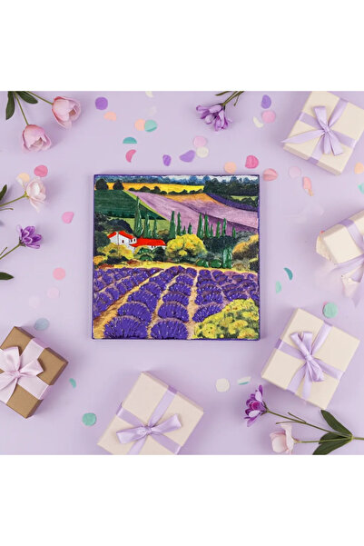 SELLGIFT Tablou Pictat Manual – Lan de Lavandă
