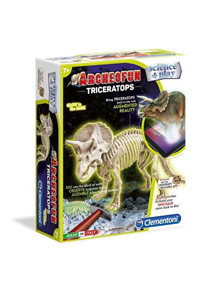 CLEMENTONI Science and Play, Archeofun Triceratops Glow in the Dark, Puzzle, 61723, Unisex, 7+ years