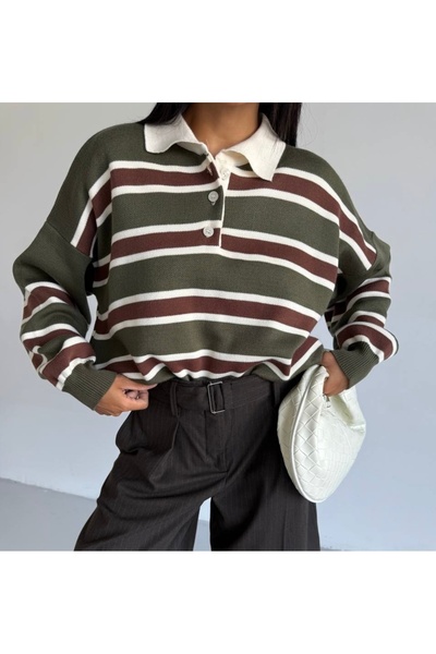 Mila BENNDE POLO YAKA ÇİZGİLİ BASIC KAZAK