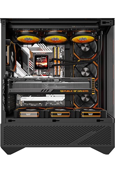 Dark Flash علبة ألعاب ثلاثية من darkFlash DY460 مصنوعة من الزجاج المقوى مع 4 مراوح ARGB مقاس 120 مم، ومنفذ USB-C (أسود)