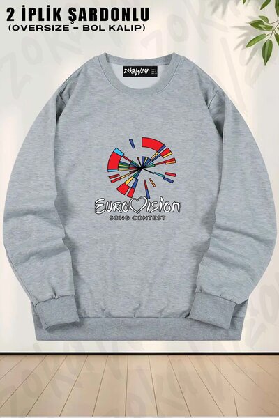 ZOKAWEAR Унисекс Евровизия песен конкурс Баскъли Овърсайз Бискет Яка Суитшърт