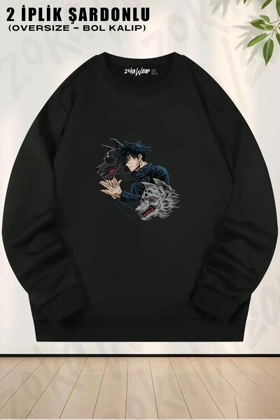 ZOKAWEAR سويت شيرت للجنسين من Jujutsu Kaisen Megumi Fushiguro مطبوع قصة فضفاض...