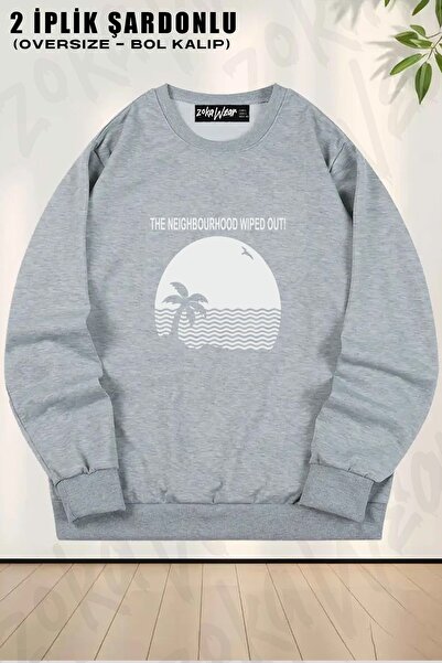 ZOKAWEAR Unisex The Neighbourhood Wipe Out cu imprimeu oversized guler rotund...