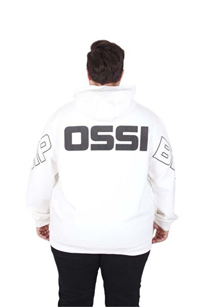 Starbattal Large Size Hooded Zippered Sweat Double Face Ossi 25705 Ekru