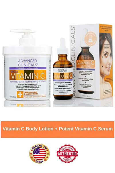 Advanced كريم فيتامين سي من كلينيكالز 454 جم + سيروم فيتامين سي المضاد للشيخوخة 52 مل