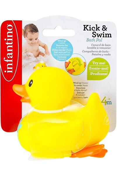 Infantino Kick & Swim Bath Duck Toy, Multi-color, for 4+ months