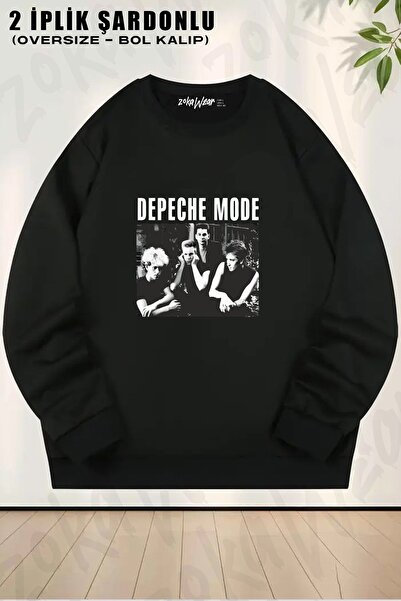 ZOKAWEAR Bandă unisex V2 Depeche Mode cu imprimeu supradimensionat guler rotu...